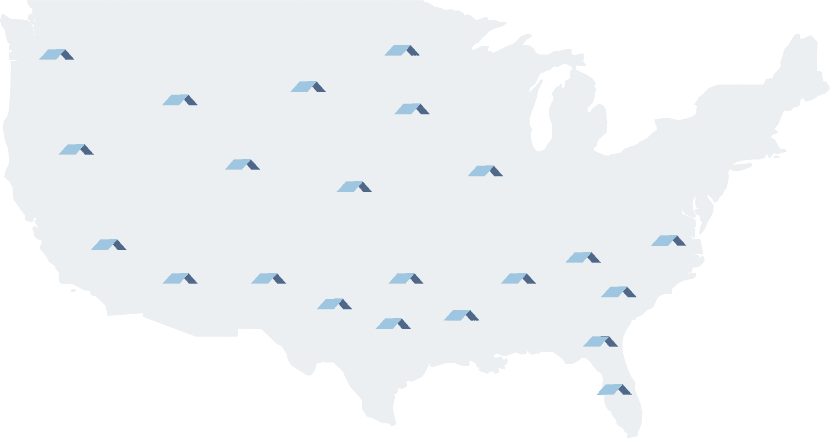United states map with share logos in different areas